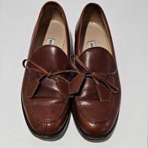 Manolo Blahnik Loafer Brown Leather Moccasin Shoe Size 7.5